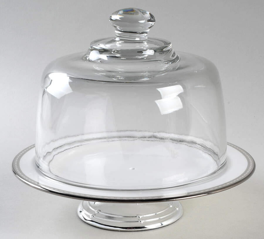 Murray Hill 6 1/2"-7 1/2" Footed Cheese Plate w/ Glass Dome HC by Lenox-1