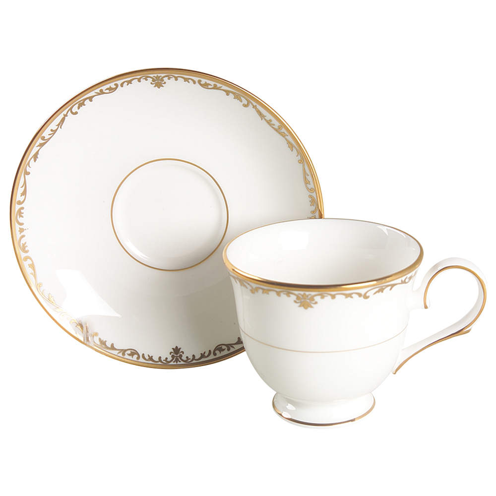 Coronet Gold Footed Cup & Saucer Set by Lenox-1