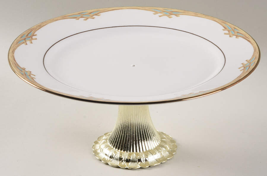Colonial Bamboo Cake Stand with 4"-5" Metal Pedestal  Hc by Lenox-1