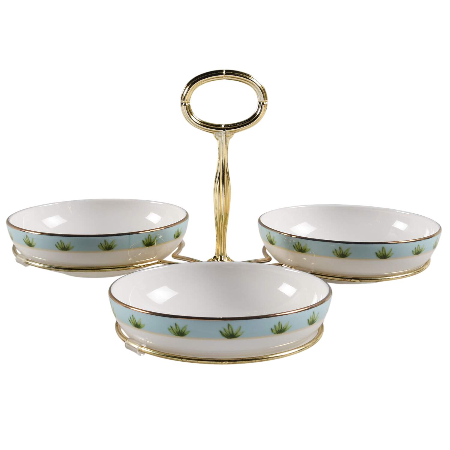 Colonial Tradewind 7" x 12" 3-Part Relish & Metal Stand (FR) HC by Lenox-1