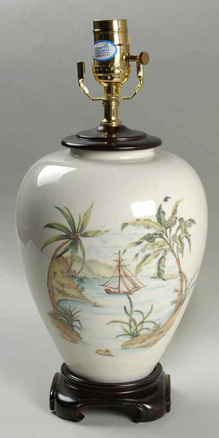 British Colonial Scenic (Accessories) 22" Electric Lamp No Shade by Lenox-1