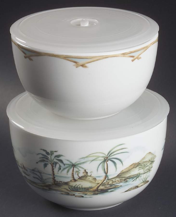 British Colonial Scenic (Accessories) Stackable Bowl with Lids Set of 2 by Lenox-1