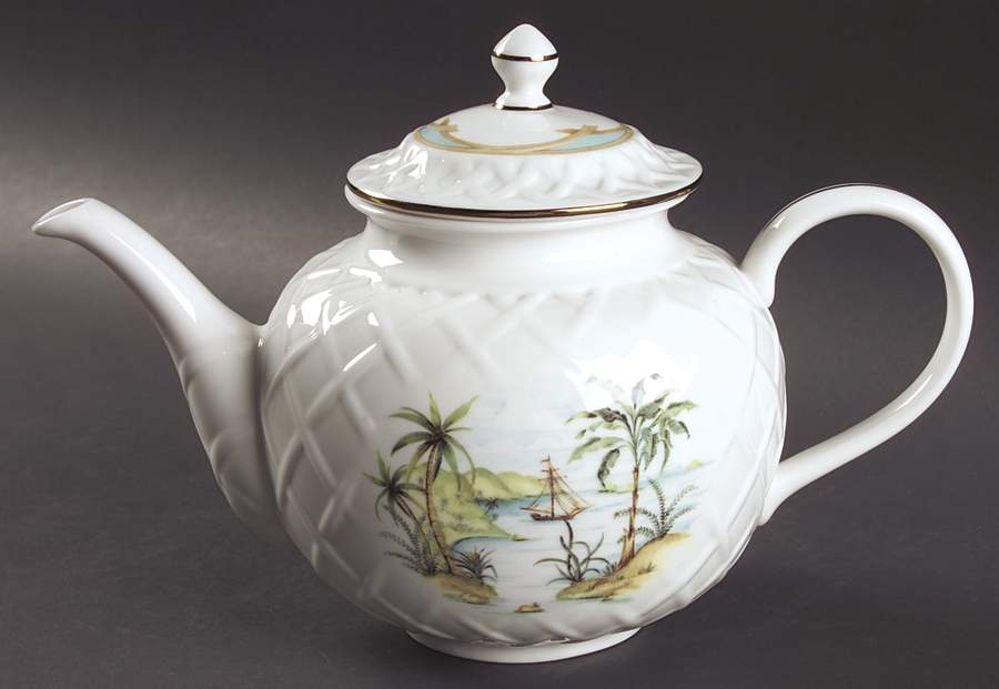 British Colonial Scenic (Accessories) Carved Teapot & Lid by Lenox-1