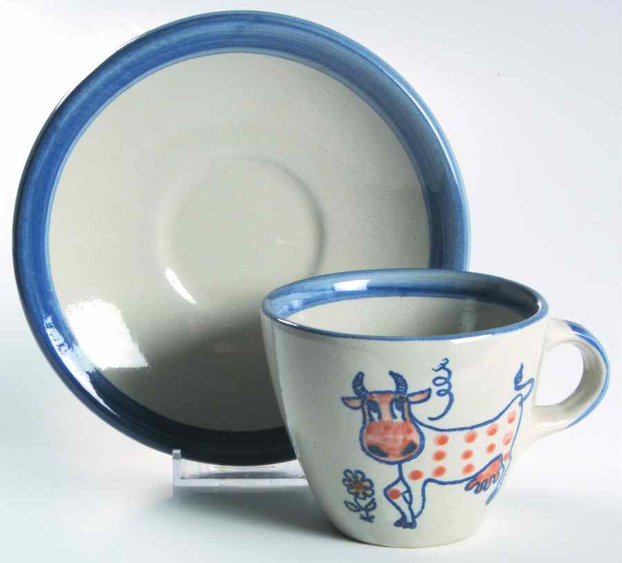 Polka Dot Cow Flat Cup & Saucer Set by Louisville-1