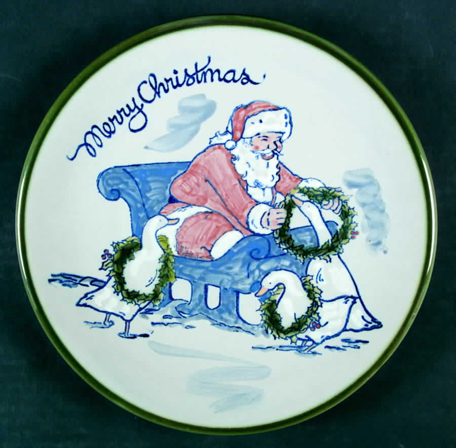 Santa's Geese (Green Trim) Dinner Plate by Louisville-1