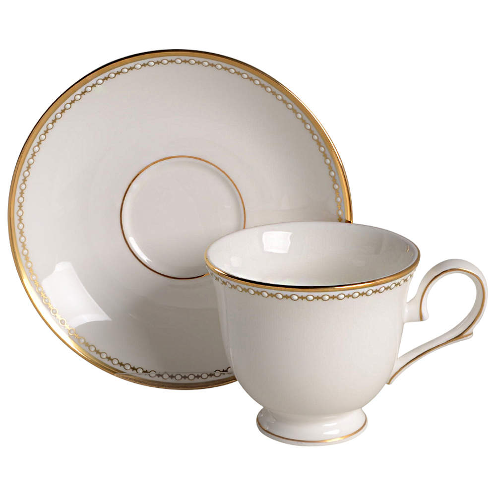 Pearl Gold Footed Cup & Saucer Set by Lenox-1