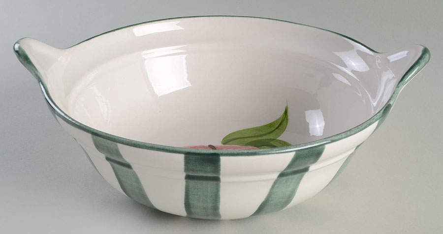 Apple Stripe 11" Round Handled Bowl by Laurie Gates-1