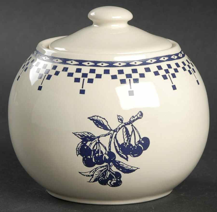 Damier Blue Sugar Bowl & Lid by Le Comptoir-1