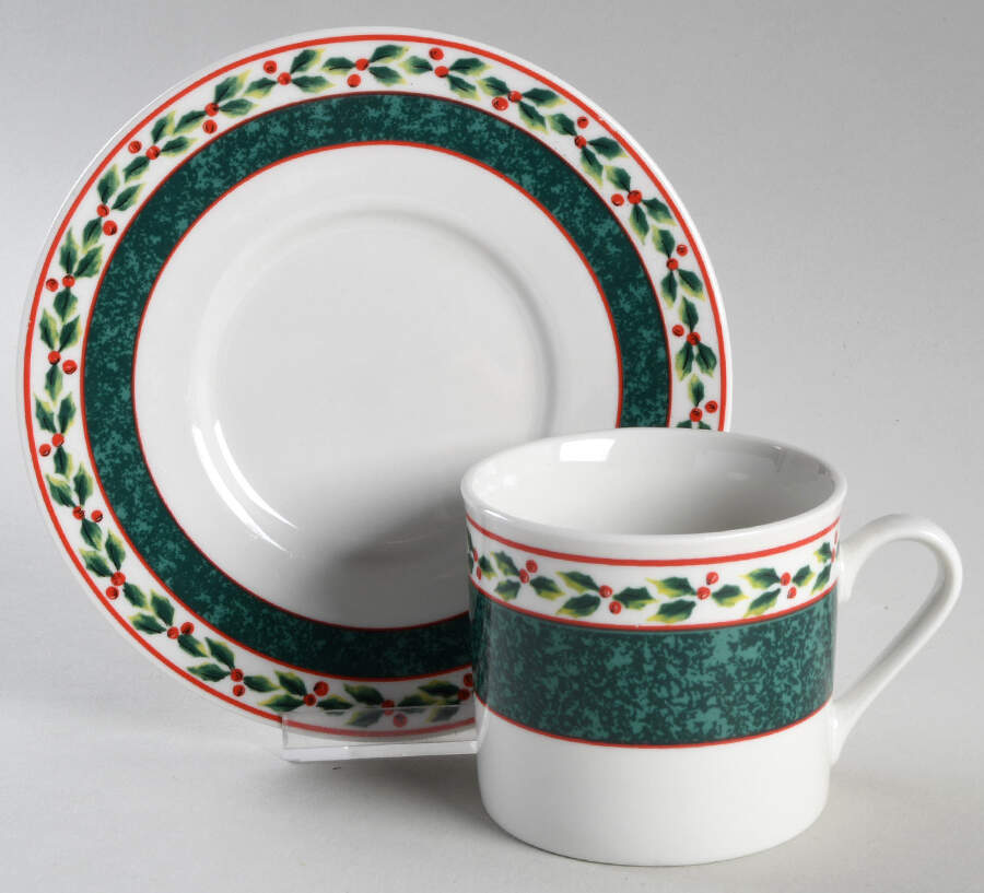 Christmastide Flat Cup & Saucer Set by Lynn's China-1