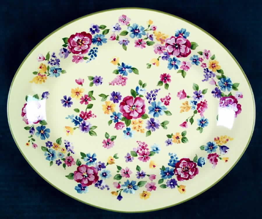 Spring Floral 13" Oval Serving Platter by Longaberger-1
