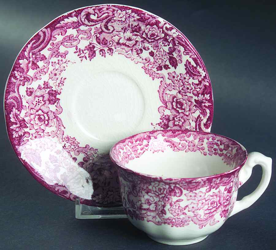 202 Rosa Flat Cup & Saucer Set by La Cartuja de Sevill-1