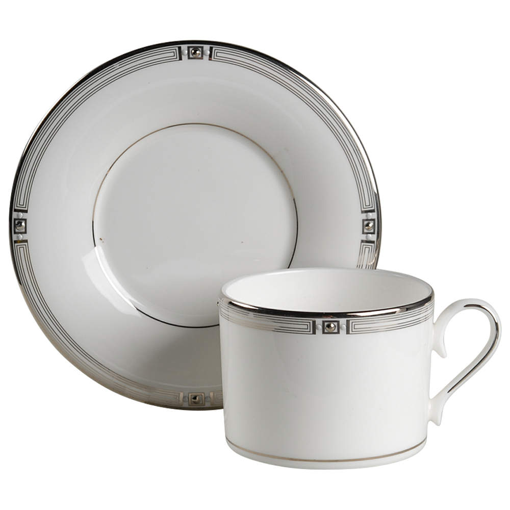 Westerly Platinum Flat Cup & Saucer Set by Lenox-1