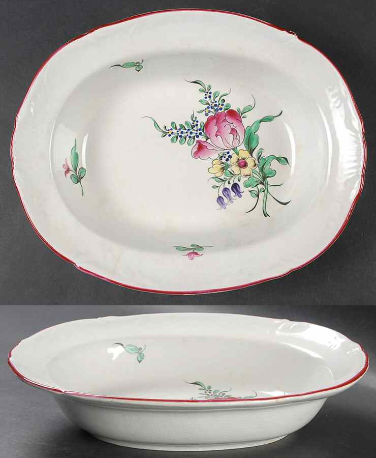 Old Strasbourg (Off White Background) 10" Oval Vegetable Bowl by Luneville-1