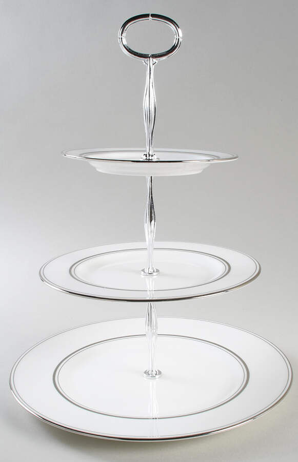 Library Lane Platinum 13 7/8"-14 1/4" 3-Tiered Serving Tray(DP,SP,BB) HC by Lenox-1