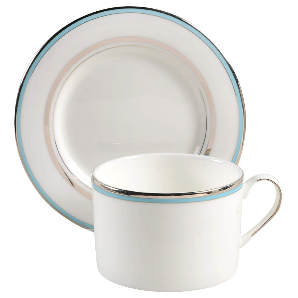 Library Lane Aqua Flat Cup & Saucer Set by Lenox-1