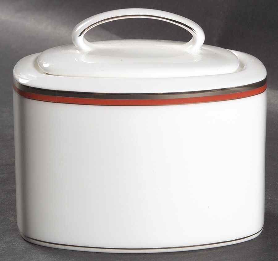 Library Lane Coral Sugar Bowl & Lid by Lenox-1