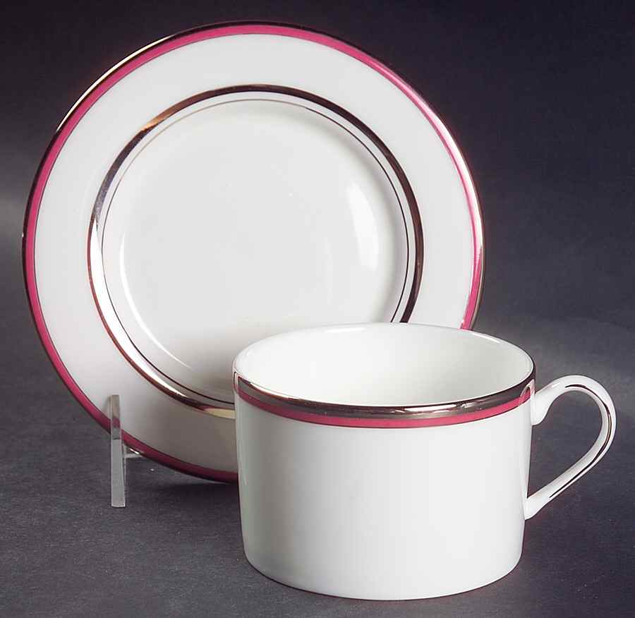 Library Lane Pink Flat Cup & Saucer Set by Lenox-1