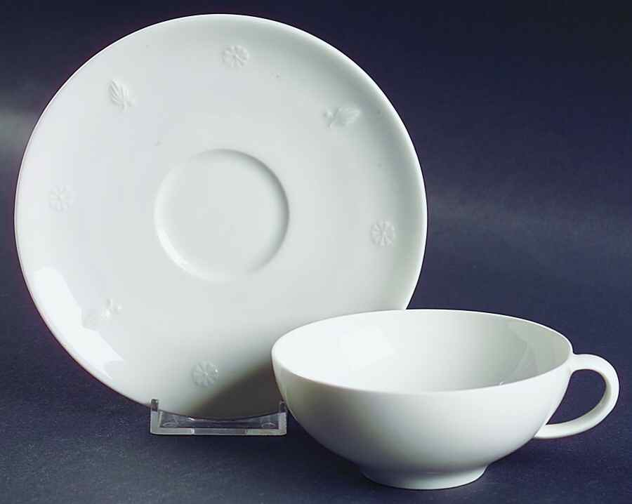 Rena White Flat Cup & Saucer Set by Lamberton-1