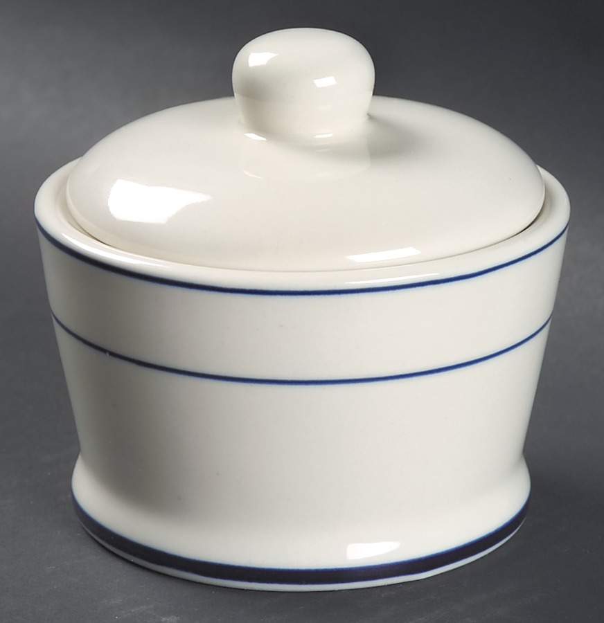 Blue Band (Blue Rings) Sugar Bowl & Lid by Lynn's China-1