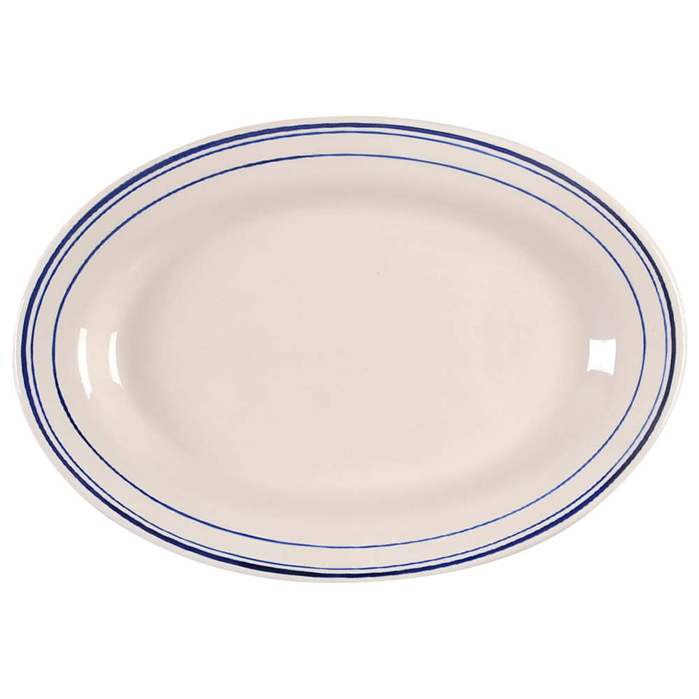 Blue Band (Blue Rings) 12" Oval Serving Platter by Lynn's China-1