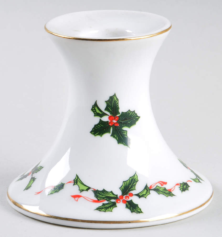 Boughs of Holly (Smooth) 3" Candlestick by Lefton-1
