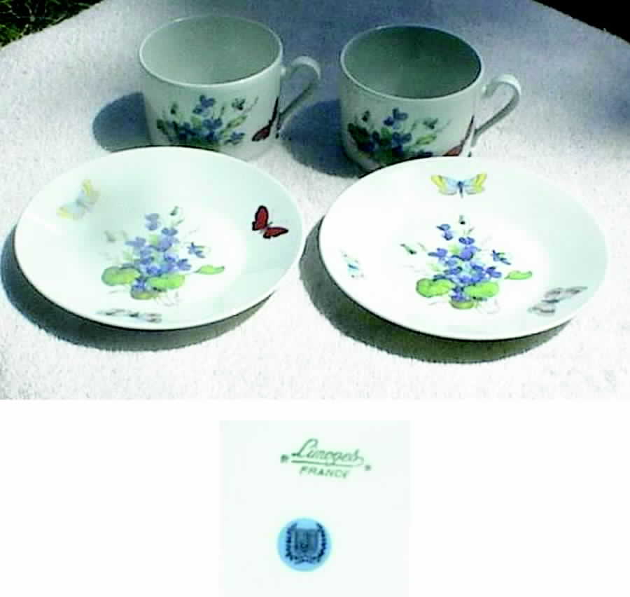 LIM221 Flat Cup & Saucer Set by Limoges-French-1