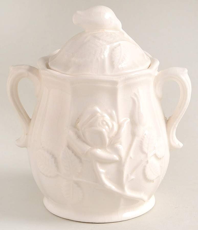 White Rose Sugar Bowl & Lid by Lipper & Mann (L & M)-1