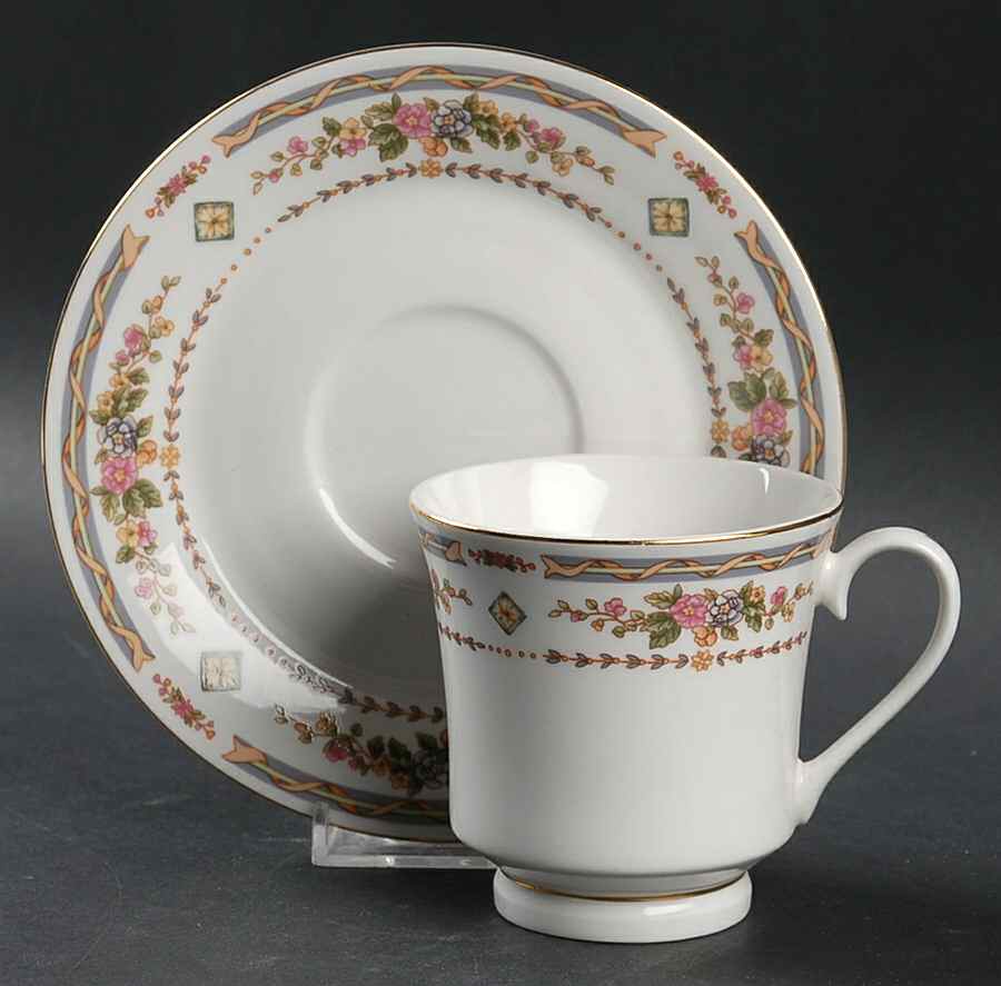 Lourdes Footed Cup & Saucer Set by Lynn's China-1