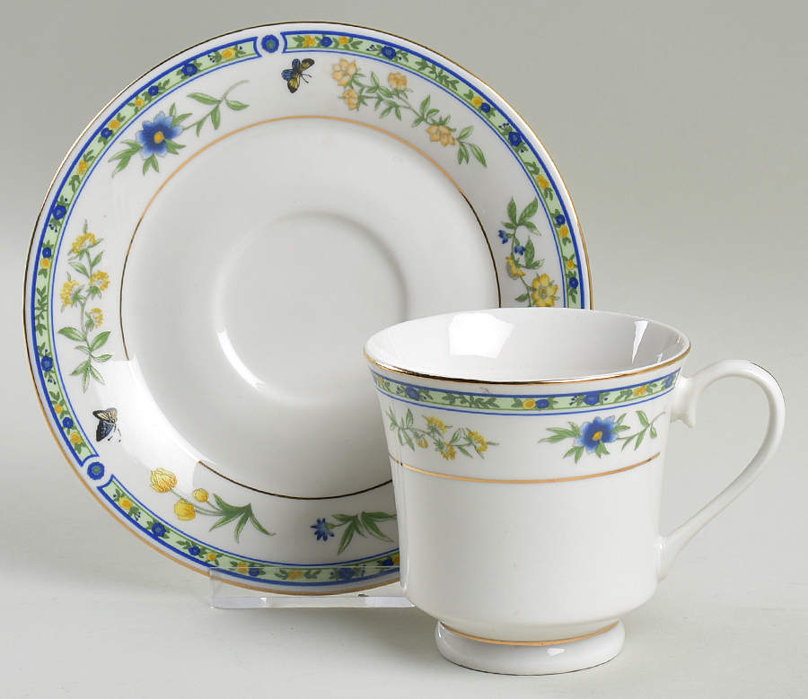 Woodland Butterfly Footed Cup & Saucer Set by Lynn's China-1