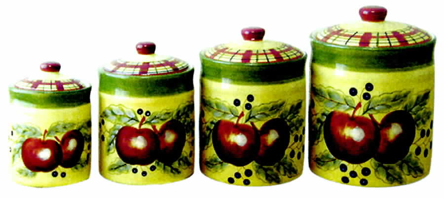 Apple Tartan (4 Piece) Canister Set (Box Set) by Lynn's China-1