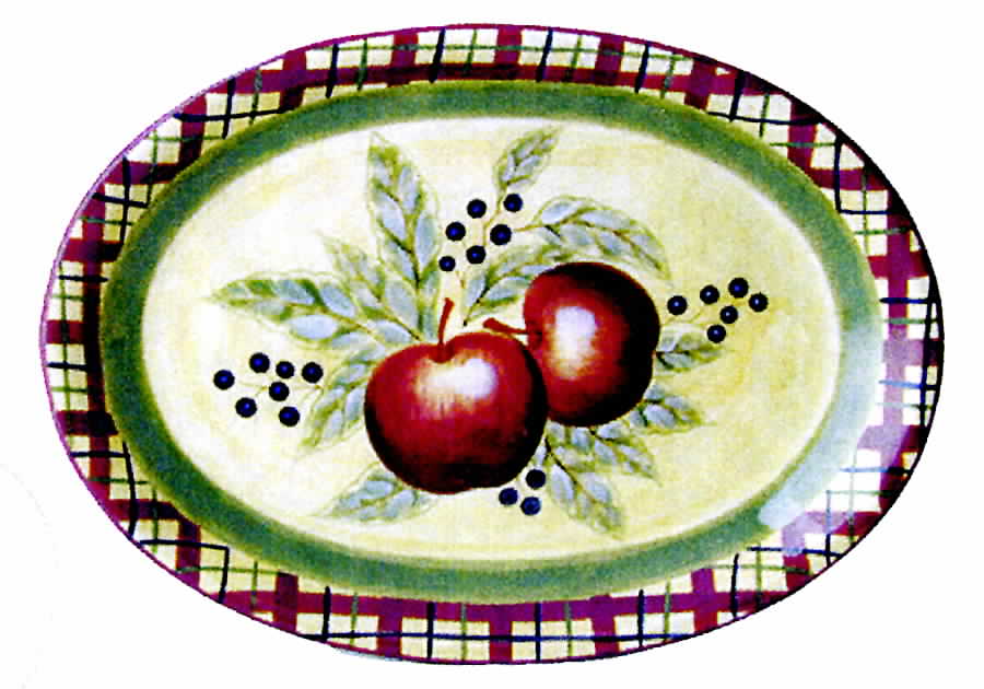 Apple Tartan 16" Oval Serving Platter by Lynn's China-1