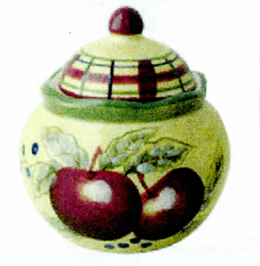 Apple Tartan Sugar Bowl & Lid by Lynn's China-1