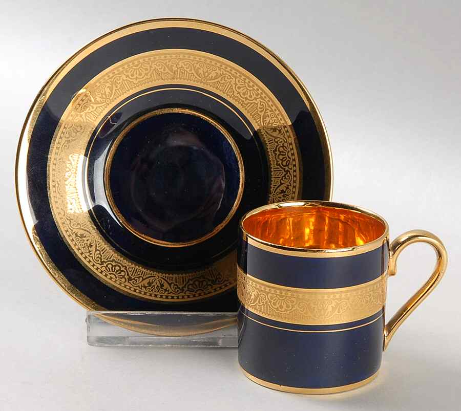 Madame Pompadour Flat Demitasse Cup & Saucer Set by Legle Porc d'Art-1