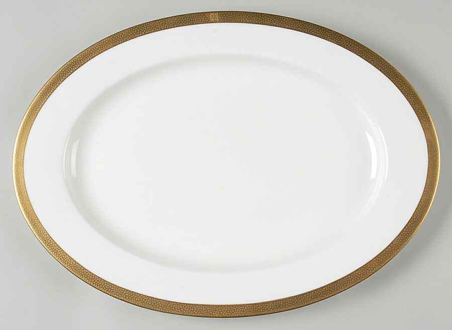 Hewitt Gold 15" Oval Serving Platter by Ralph Lauren China-1