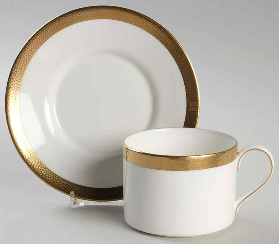 Hewitt Gold Flat Cup & Saucer Set by Ralph Lauren China-1