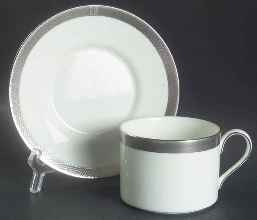 Hewitt Platinum Flat Cup & Saucer Set by Ralph Lauren China-1