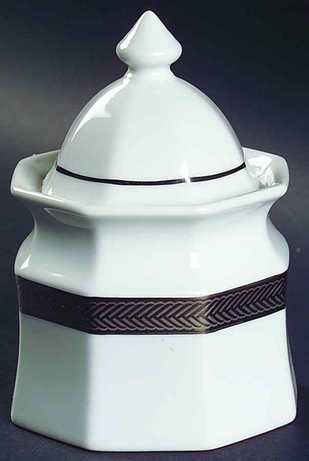 Equestrian Braid Platinum Sugar Bowl & Lid by Ralph Lauren China-1