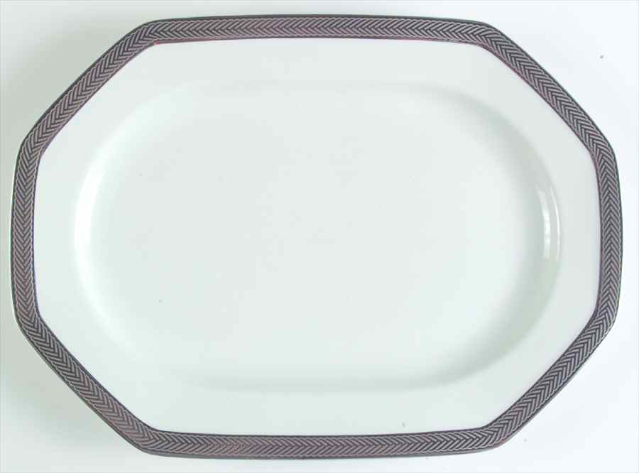 Equestrian Braid Platinum 14" Oval Serving Platter by Ralph Lauren China-1
