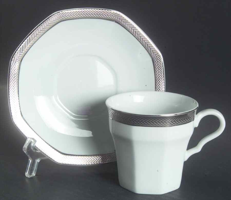 Equestrian Braid Platinum Flat Cup & Saucer Set by Ralph Lauren China-1