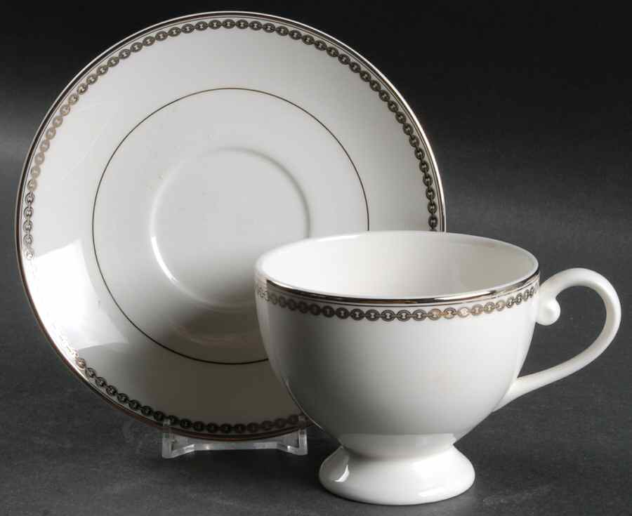 Claridge Platinum Footed Cup & Saucer Set by Ralph Lauren China-1
