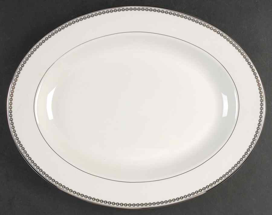 Claridge Platinum 14" Oval Serving Platter by Ralph Lauren China-1