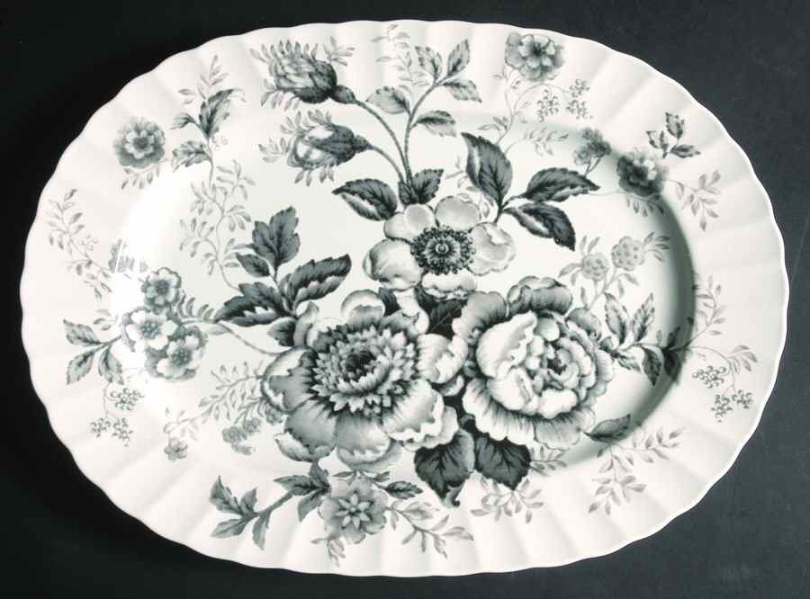 Morning Garden Black 15" Oval Serving Platter by Ralph Lauren China-1