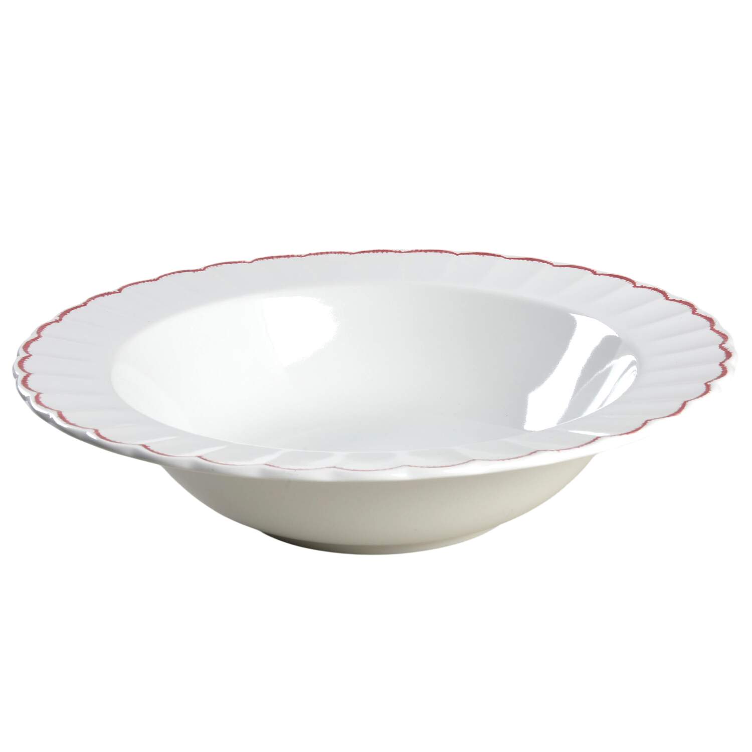Featherstitch Red 10" Round Vegetable Bowl by Ralph Lauren China-1
