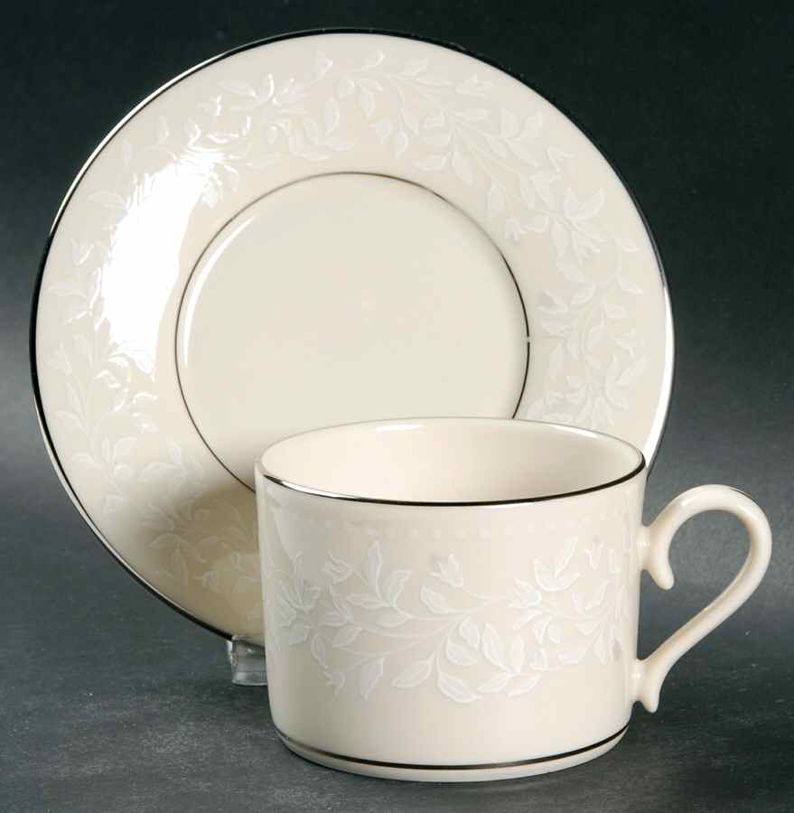 Linen Rose Flat Cup & Saucer Set by Lenox-1