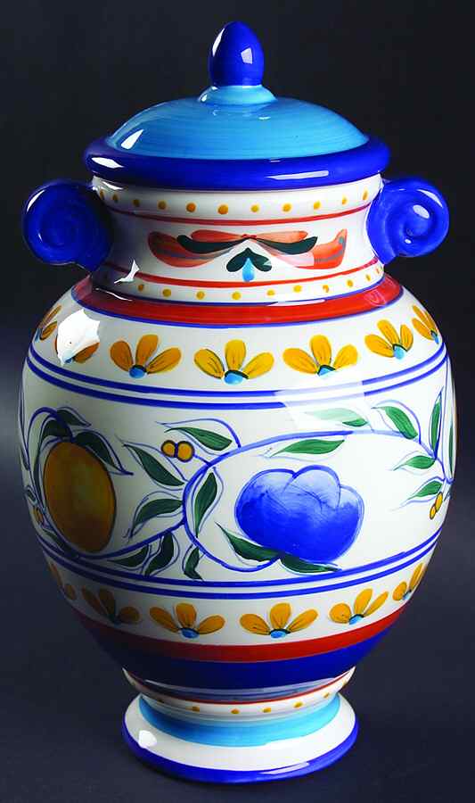 Majolica Large Canister & Lid by Living Art-1