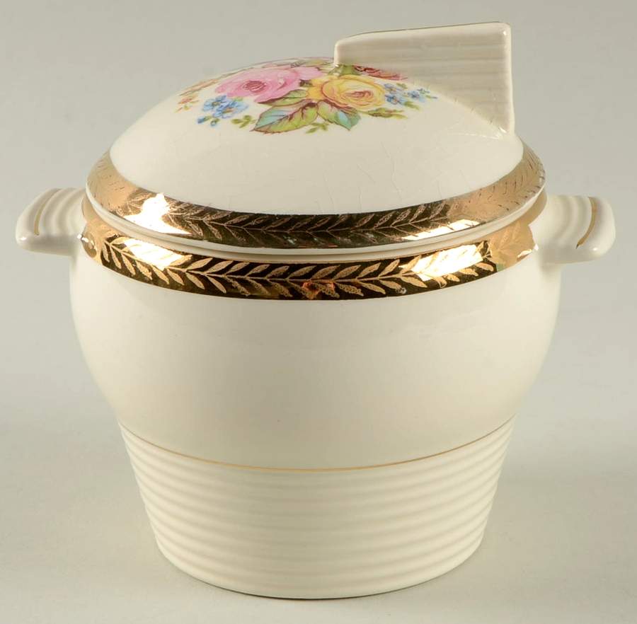 Egert Rose Trophy Sugar Bowl & Lid by Leigh Potters-1