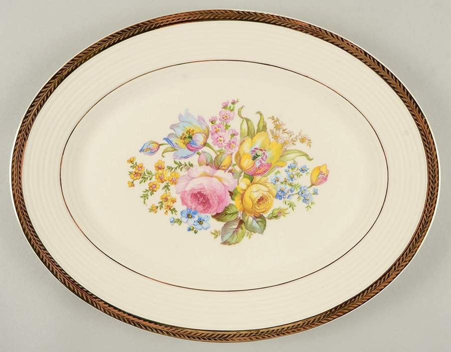 Egert Rose Trophy 13" Oval Serving Platter by Leigh Potters-1