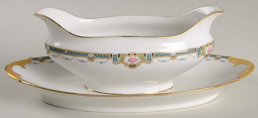 LEG62 Gravy Boat with Attached Underplate by F Legrand & Cie-1