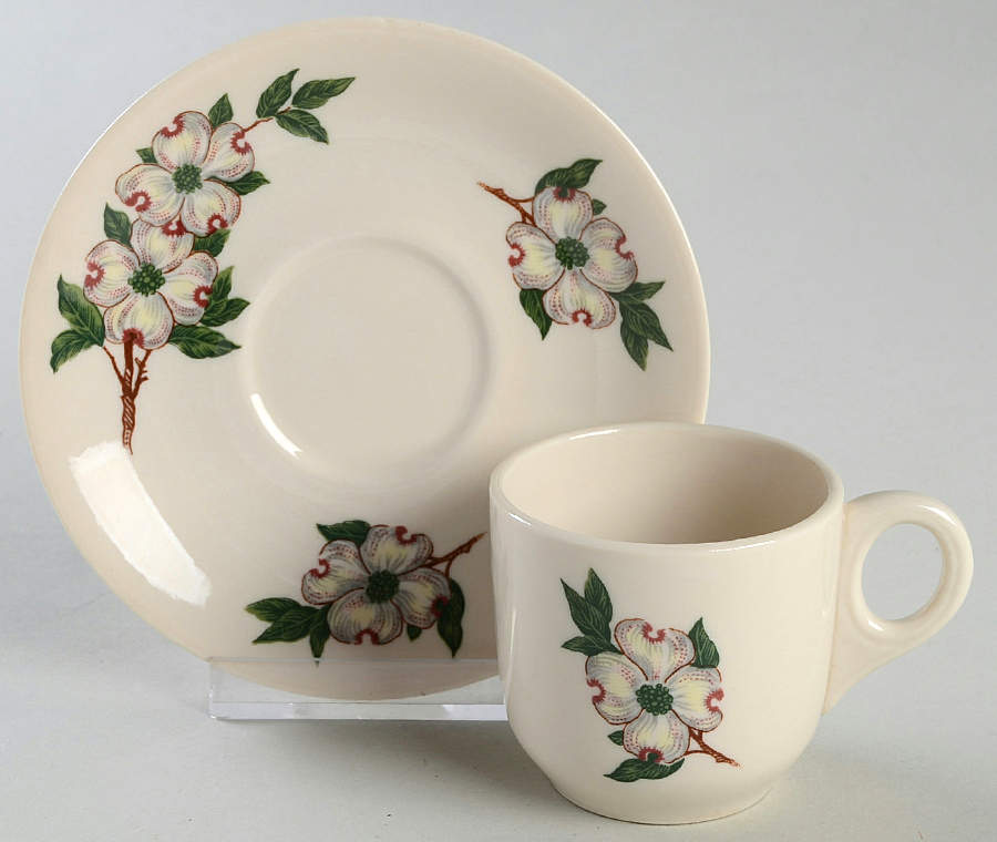 Dogwood (No Trim) Flat Demitasse Cup & Saucer Set by Lamberton-1