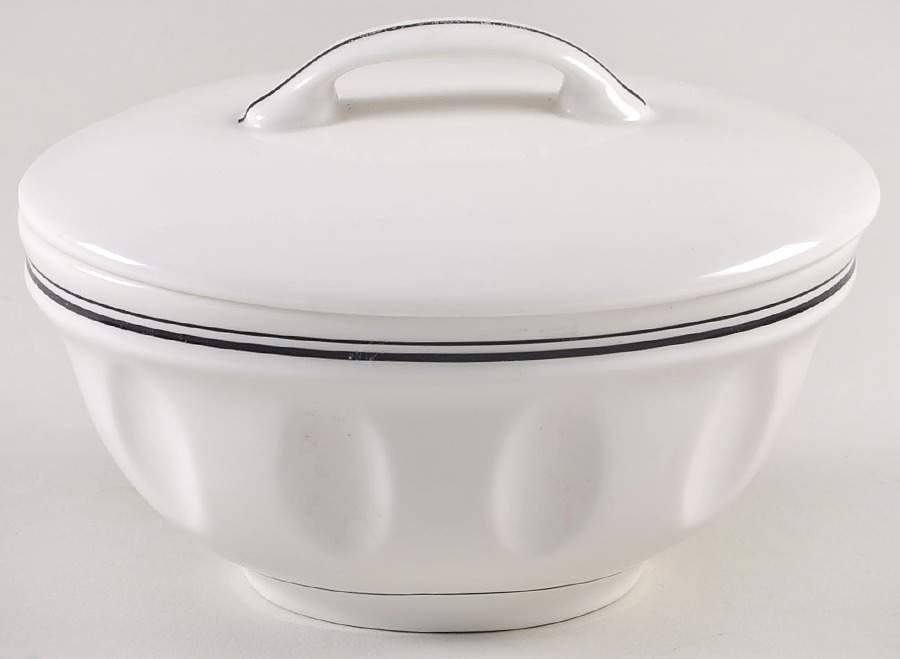 Cafe Stripe Black Sugar Bowl & Lid by Ralph Lauren China-1